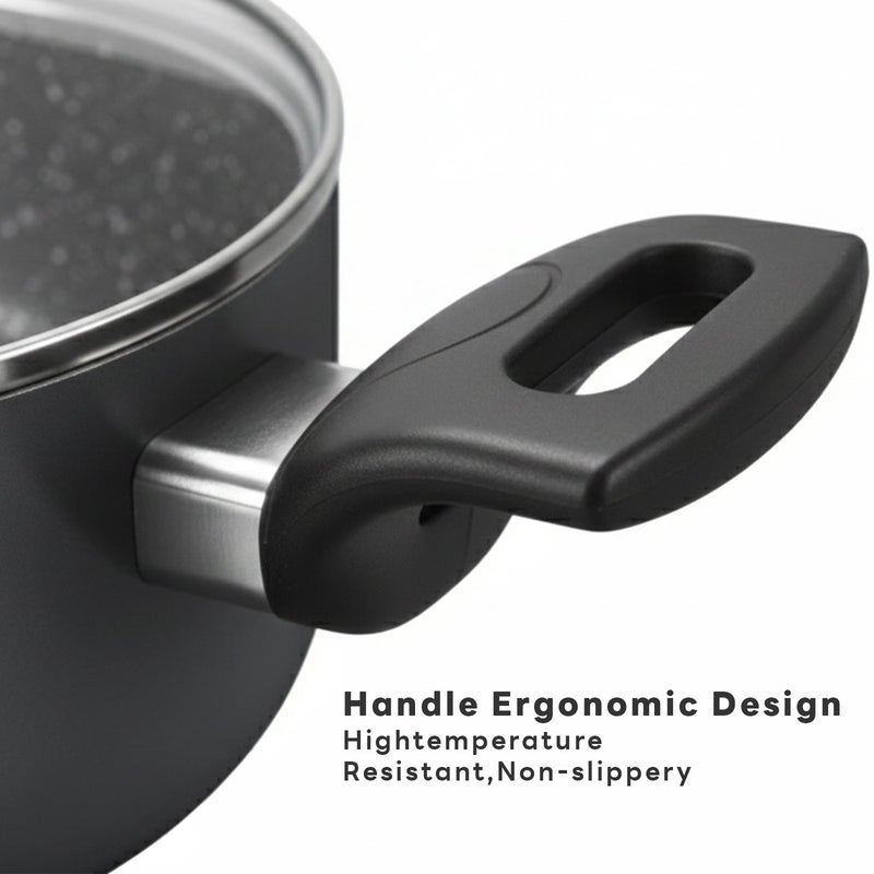 Sharpdo Kitchen Cookware Set, Non-Stick Pots and Pans for All Stovetops, Heat Resistant Handle - 18cm Milk Pan, 24cm Casserole, 28cm Casserole, 24cm Fry Pan - Image 2